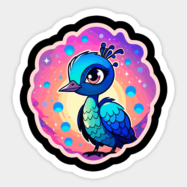 Peacock Bird Illustration Sticker by FluffigerSchuh